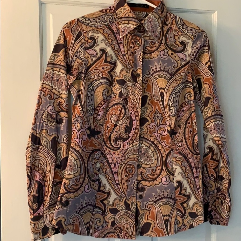 Etro Paisley Button-Down Shirt in Lavender, Tan, Black and Pink